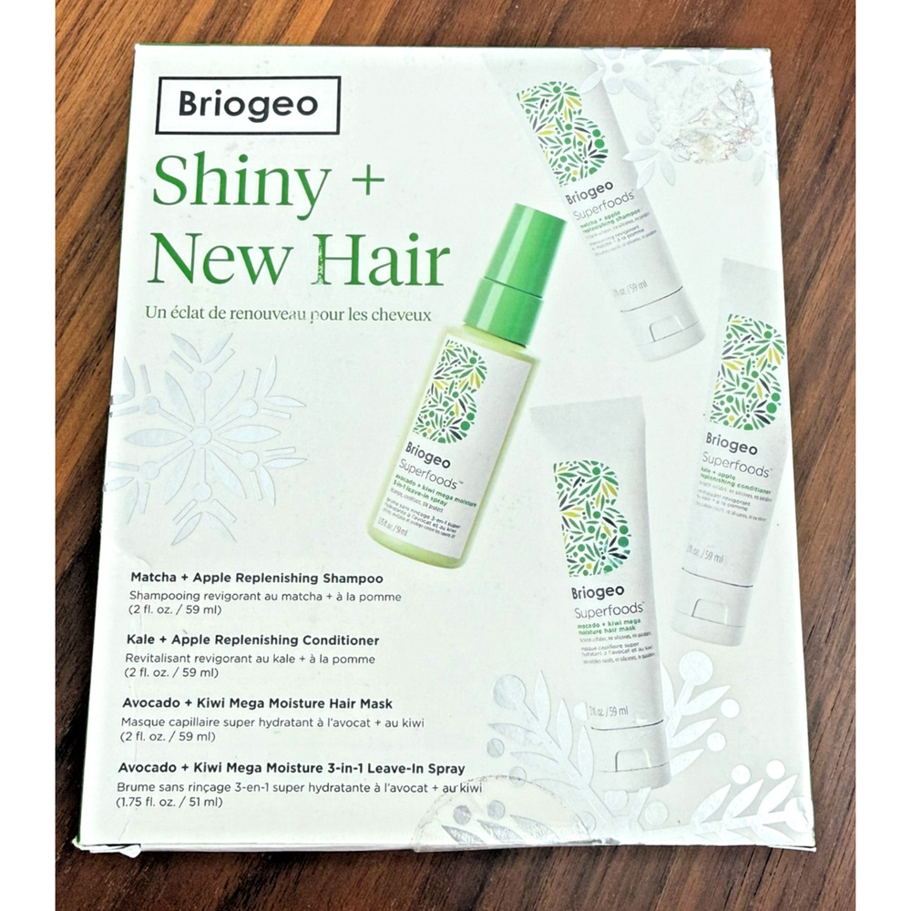Briogeo Shiny + New Hair Shampoo Conditioner Mask & Leave-In Spray Set-$51 Value